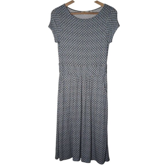 Boden Amelie Jersey Dress Womens UK 10R US 6R Blue Geometric Print Short Sleeve - Picture 1 of 6